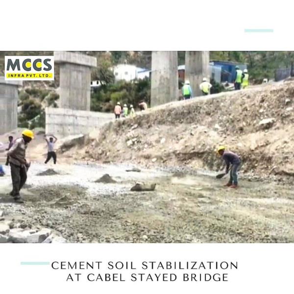 Cement soil stabilization at Cabel Stayed Bridge at Anjikhad on Katra- Banihal section of Udhampur-Srinagar-Baramulla Rail Link Project